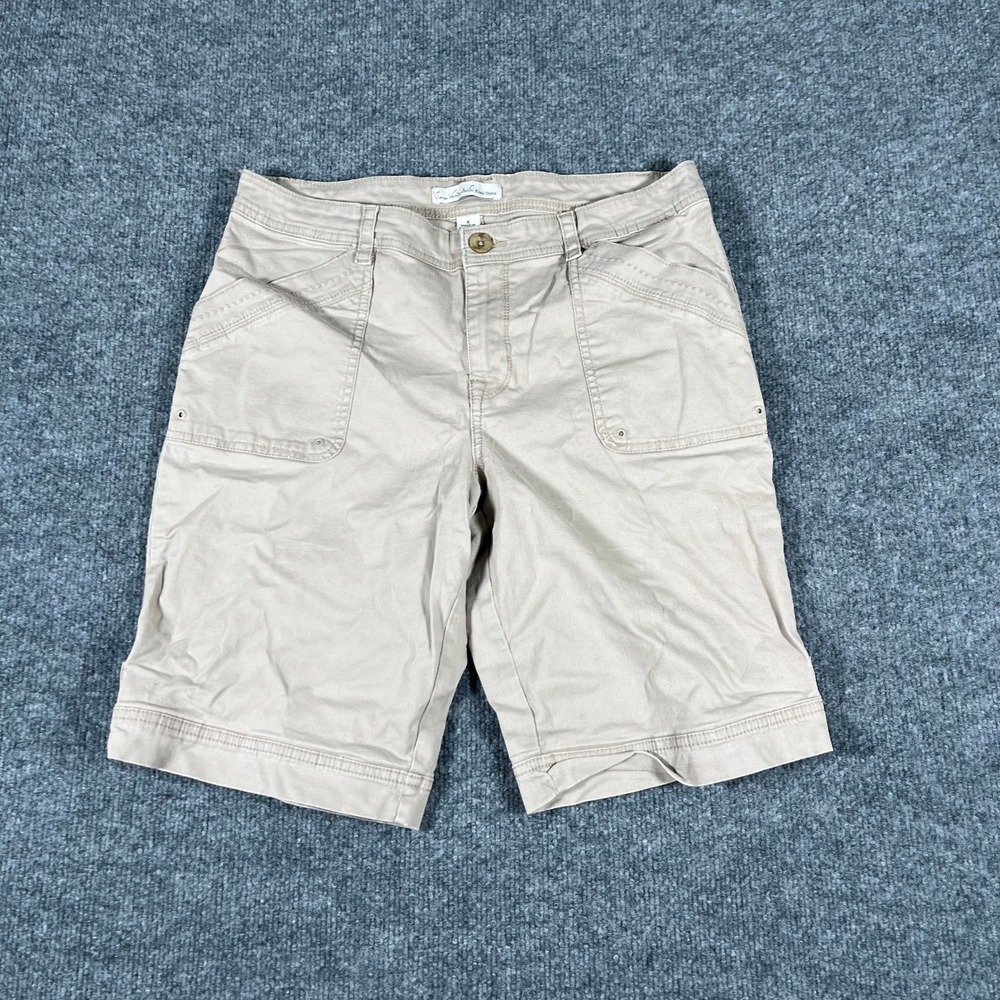 Gloria Vanderbilt Shorts Womens Size 8 Beige Khaki Chino Stretch Casual Classic